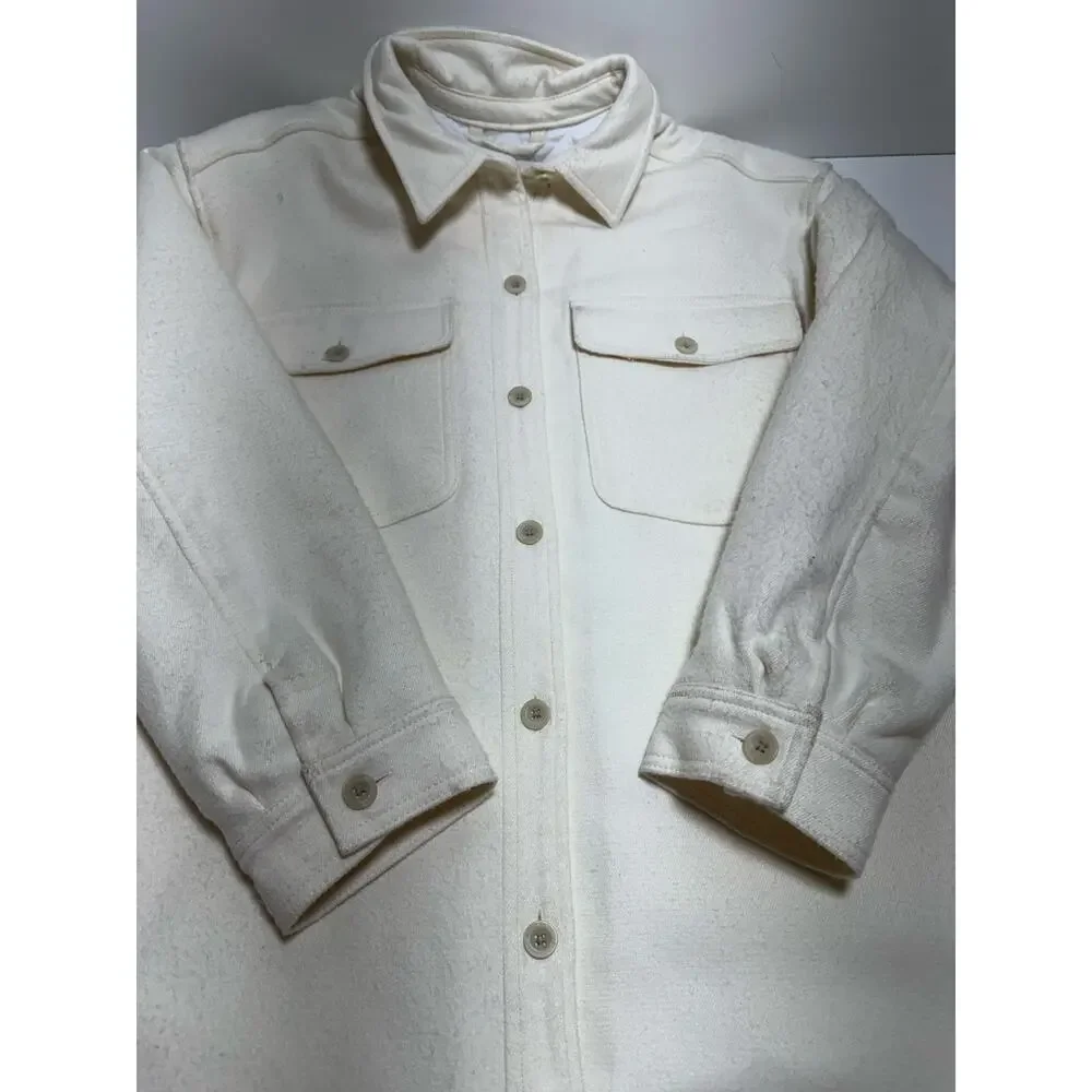 Eddie Bauer Women’s Peninsula Shacket Shirt Jacket Ivory Cream 2XL Minimalist